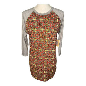 NEW LuLaRoe Randy Women's Small Geometric Print 3/4 Sleeve Raglan Multicolor NWT